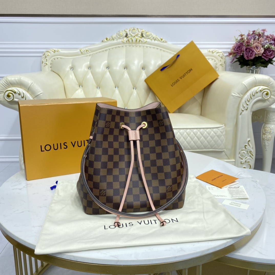 Louis Vuitton NEONOE MM Bucket Bag Damier Ebene N40198 Venus Pink